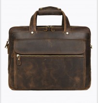 Мужская сумка для ноутбука 15.6 J.M.D. 7388R коричневая фото лицевой стороны